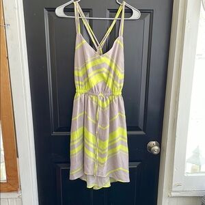 BeBop Neon Yellow and Gray Striped Mini Dress
